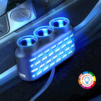 1 To 3 12V/24V Car Cigarette Lighter Charger Multi-function Seven-color Light, BY-1507