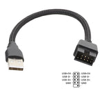 USB-A Male To 9Pin Motherboard Built-In RGB Data To External U Port Adapter Cable, USB-A Male To 9Pin