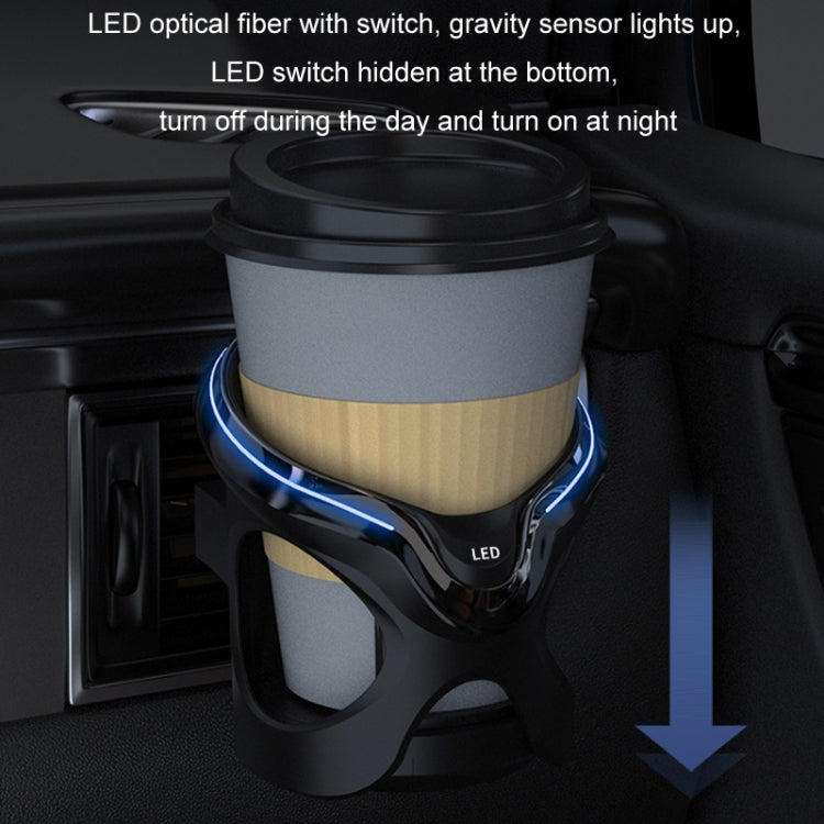 Car Cup Holder Air Conditioner Outlet Multifunctional Storage Rack, Black Red LED Light, Black Silver LED Light, Black Red Ordinary, Black Silver Ordinary