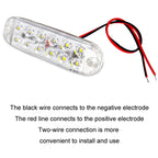 6pcs 12-Bead LED Flashing Warning Lights Motorcycle RV Signal Lights, White Light, Yellow Light, Red Light, Blue Light, Green Light