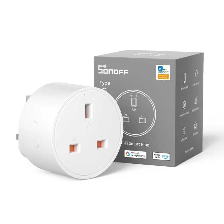 Smart WiFi Socket Electricity Time Switching Voice Control, SONOFF S60TPG UK Plug