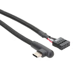 Motherboard USB 9Pin To Type-C Elbow Data Cable Braided Network Cable, 60cm Elbow