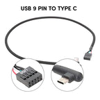 Motherboard USB 9Pin To Type-C Elbow Data Cable Braided Network Cable, 60cm Elbow