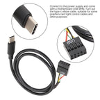 Motherboard USB 9Pin To Type-C Straight Data Double Shielded Cable, 50cm Straight