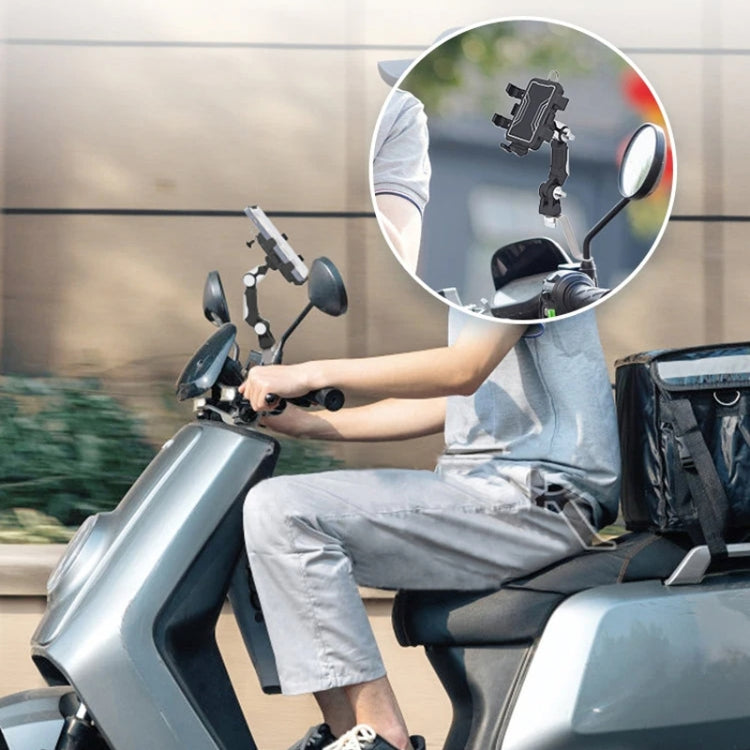 Motorcycle Bicycle Outdoor Cycling Navigation Phone Holder, Rearview Mirror Bracket, Handlebage Bracket