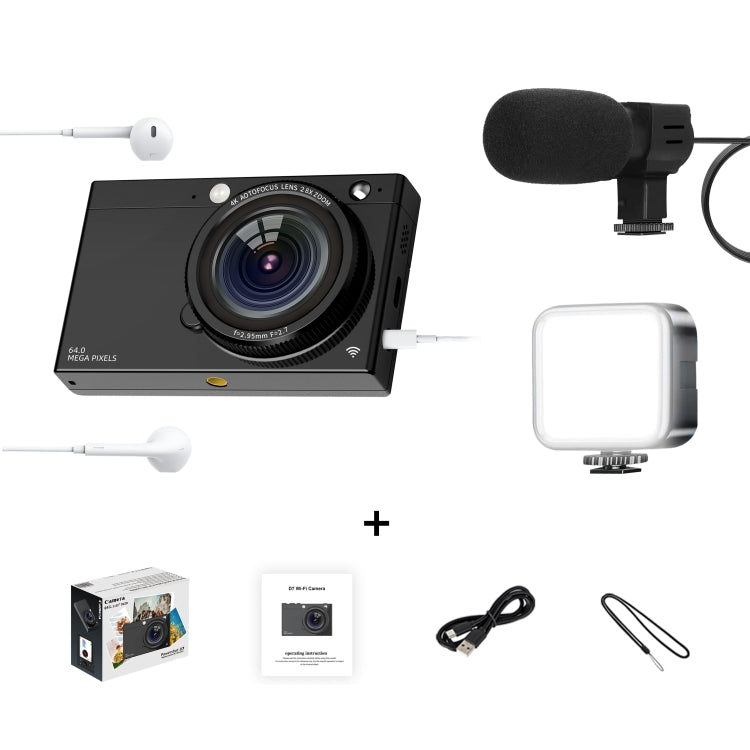 High-Definition CCD Digital Camera 64 Million WiFi Card Camera, Black, White, Black + Microphone/Fill Light/Headphone Cable, White + Microphone/Fill Light/Headphone Cable, Black + Fill Light, White + Fill Light, Black + Microphone, White + Microphone  ...