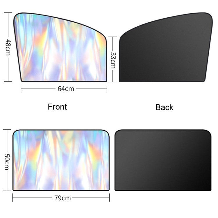 Colorful Titanium Silver Magnetic Car Sun Protection Sunshade Curtain, Driver Seat, Passenger Seat, Back Seat