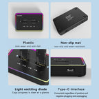 Blueendless M.2 Dual-Slot Hard Drive Base Solid State Hard Drive Box, US Plug, RGB Dual NVME or Dual SATA, Dual NVME or Dual SATA, RGB NVME + SATA, NVME + SATA, RGB Dual SATA, Dual SATA