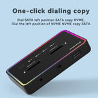 Blueendless M.2 Dual-Slot Hard Drive Base Solid State Hard Drive Box, US Plug, RGB Dual NVME or Dual SATA, Dual NVME or Dual SATA, RGB NVME + SATA, NVME + SATA, RGB Dual SATA, Dual SATA