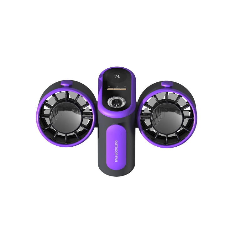HX-157 Double-head Digital Display Waist-mounted Fan with Emergency Lighting Function