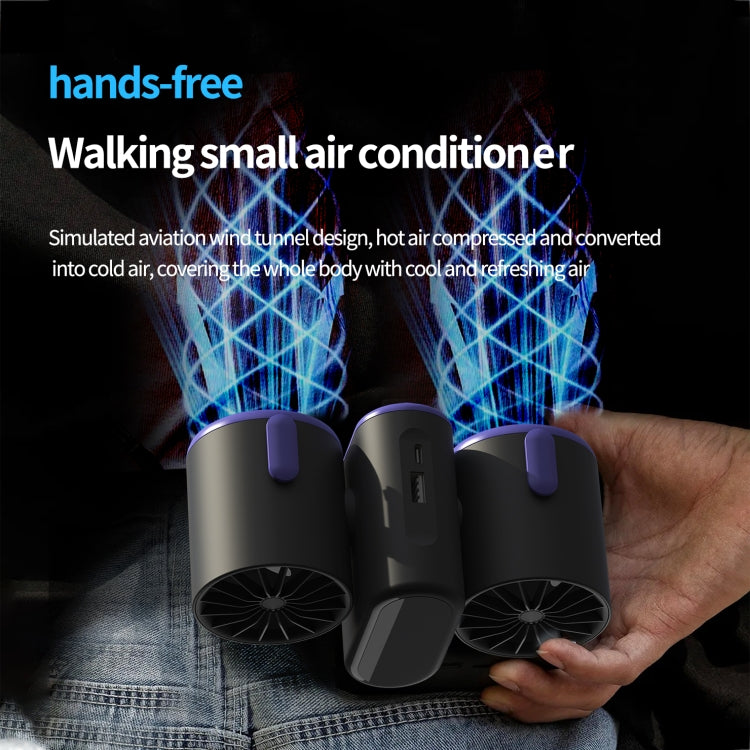 HX-157 Double-head Digital Display Waist-mounted Fan with Emergency Lighting Function