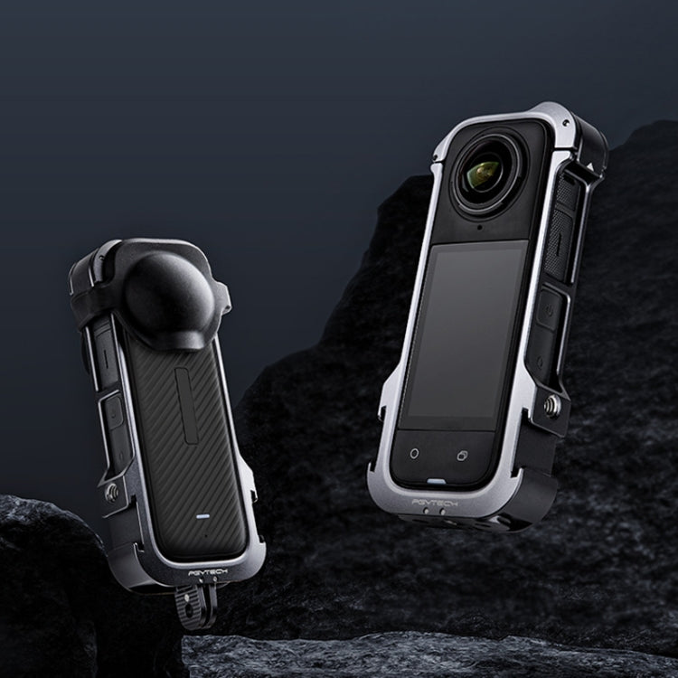For Insta360 X4 PGYTECH P-55A-010 Metal Rabbit Cage Aluminum Expanding Protective Bezel With Lens Case
