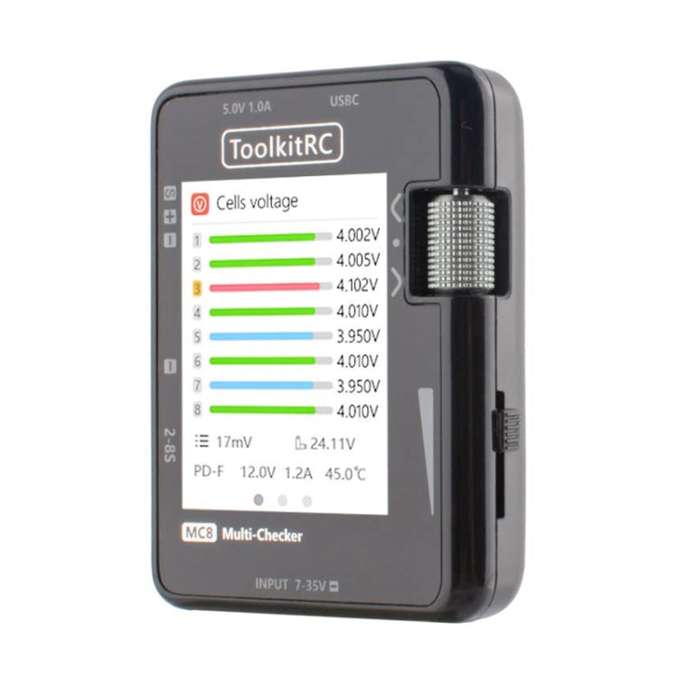 ToolkitRC MC8 Multifunctional Electrical Display Power Detection Signal PD Charger