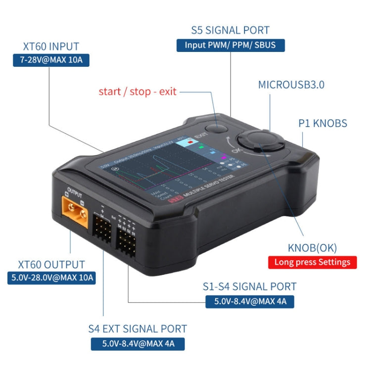 ToolkitRC ST8 Multi-Channel Servo Tester Signal Test Current Collector
