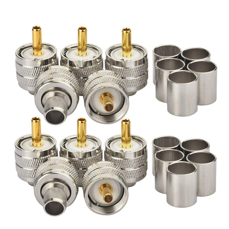 10pcs /Pack UHF Male Crimp Adapter RF Copper Shaft Connector