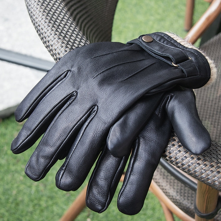 Autumn And Winter Padded Leather Gloves Business Simple Outdoor Sports Warm Gloves, S, M, L, XL