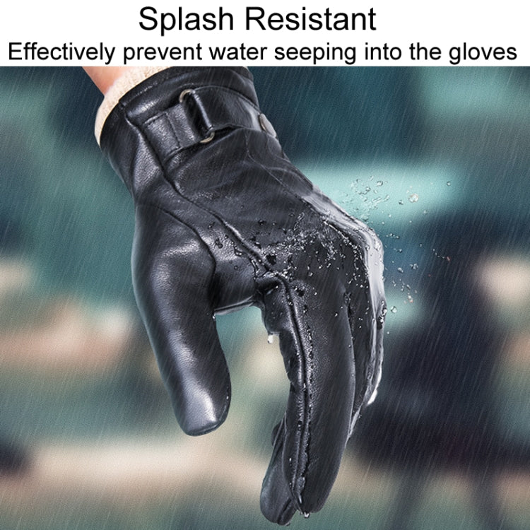 Autumn And Winter Padded Leather Gloves Business Simple Outdoor Sports Warm Gloves, S, M, L, XL