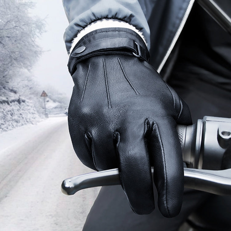 Autumn And Winter Padded Leather Gloves Business Simple Outdoor Sports Warm Gloves, S, M, L, XL