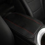 32x19cm PU Carbon Fiber Leather Central Armrest Box Cover Anti-slip Pad, Black, Red, Pink, Blue