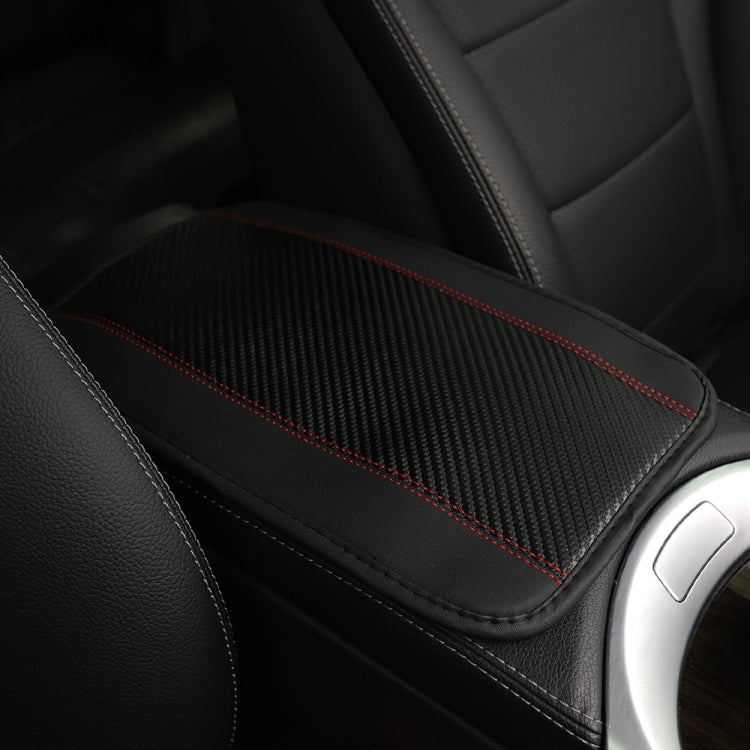 32x19cm PU Carbon Fiber Leather Central Armrest Box Cover Anti-slip Pad, Black, Red, Pink, Blue