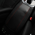 32x19cm PU Carbon Fiber Leather Central Armrest Box Cover Anti-slip Pad, Black, Red, Pink, Blue