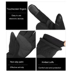 1pair Rocker Fleece Winter Warm Anti-Slip Gloves Outdoor Riding Sports Gloves, XS, S, M, L, XL
