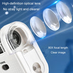 80X Children Mini Portable Microscope Student Antique Jewelry Identification Science Experiment Teaching Toy, With Phone Clip, No Phone Clip