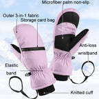 Winter Padded Ski Gloves Outdoor Windproof Warm Sports Gloves, XS, S, M, L