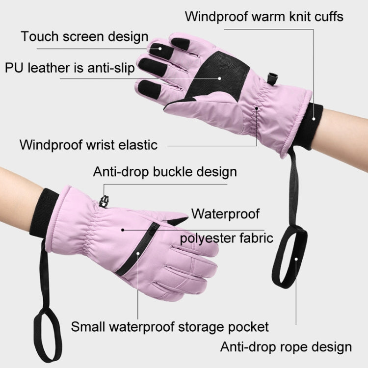 Winter Padded Ski Finger Gloves Outdoor Windproof Warm Sports Gloves, XS, S, M, L