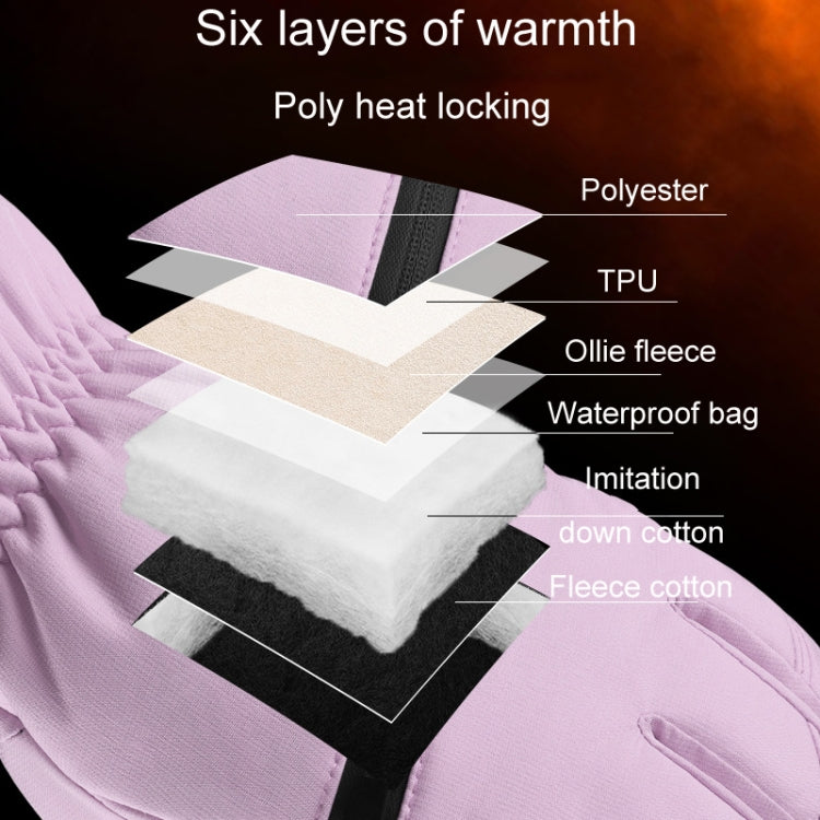Winter Padded Ski Finger Gloves Outdoor Windproof Warm Sports Gloves, XS, S, M, L