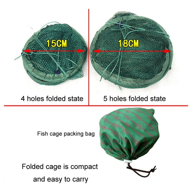 Automatic Folding Fish Net With Support Rod Fishing Cage Lobster Net Fishing Gear, 4 Holes Green, 5 Holes Green, 4 Holes White, 5 Holes White