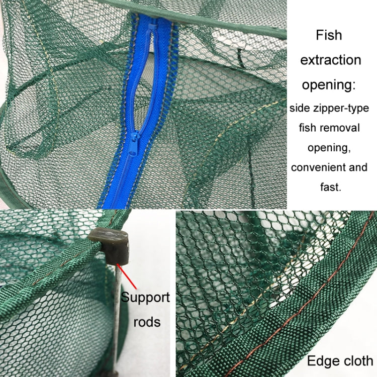 Automatic Folding Fish Net With Support Rod Fishing Cage Lobster Net Fishing Gear, 4 Holes Green, 5 Holes Green, 4 Holes White, 5 Holes White