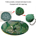 Automatic Folding Round Fishing Cage Hand Throwing Shrimp Fishing Net, 70cm Dual Layer 21 Holes