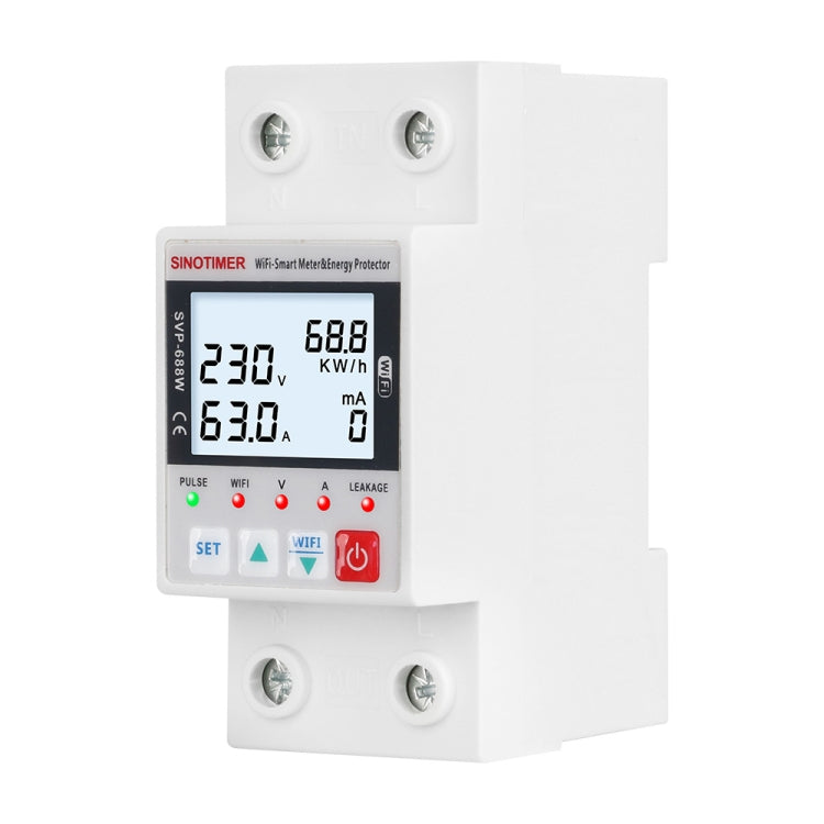 TUYA APP WiFi Smart Circuit Breaker Over Under Voltage Protector, SINOTIMER SVP-688W-L, SINOTIMER SVP-688W