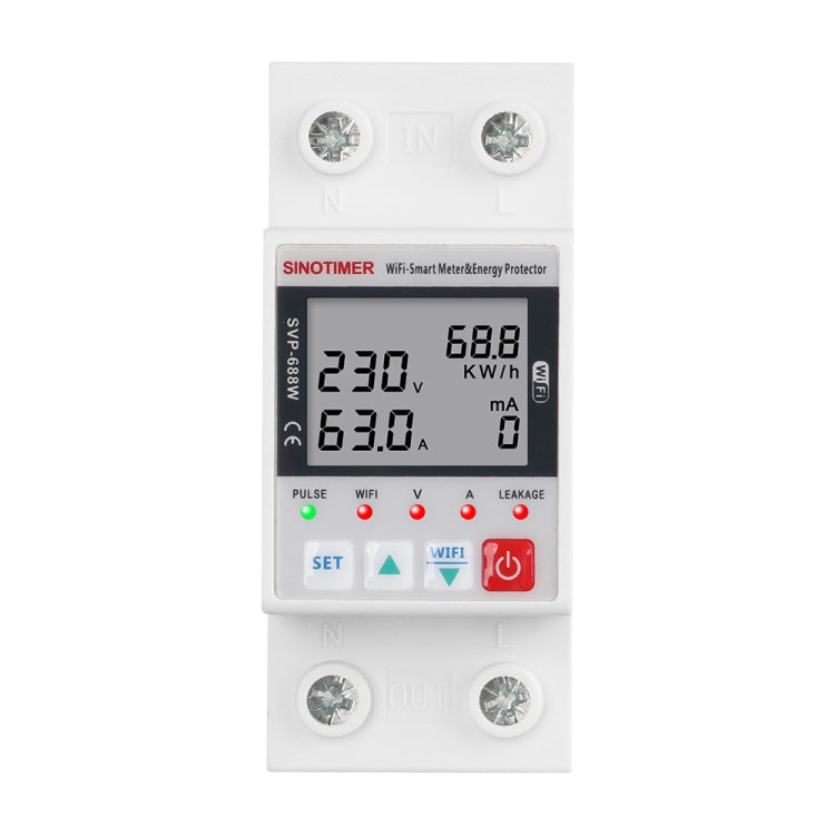 TUYA APP WiFi Smart Circuit Breaker Over Under Voltage Protector, SINOTIMER SVP-688W-L, SINOTIMER SVP-688W