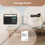 Retekess TR638 LCD Digital Display Full-Band Bluetooth FM Radio Support External Antenna, TR638 (US Plug), TR638 (EU Plug)