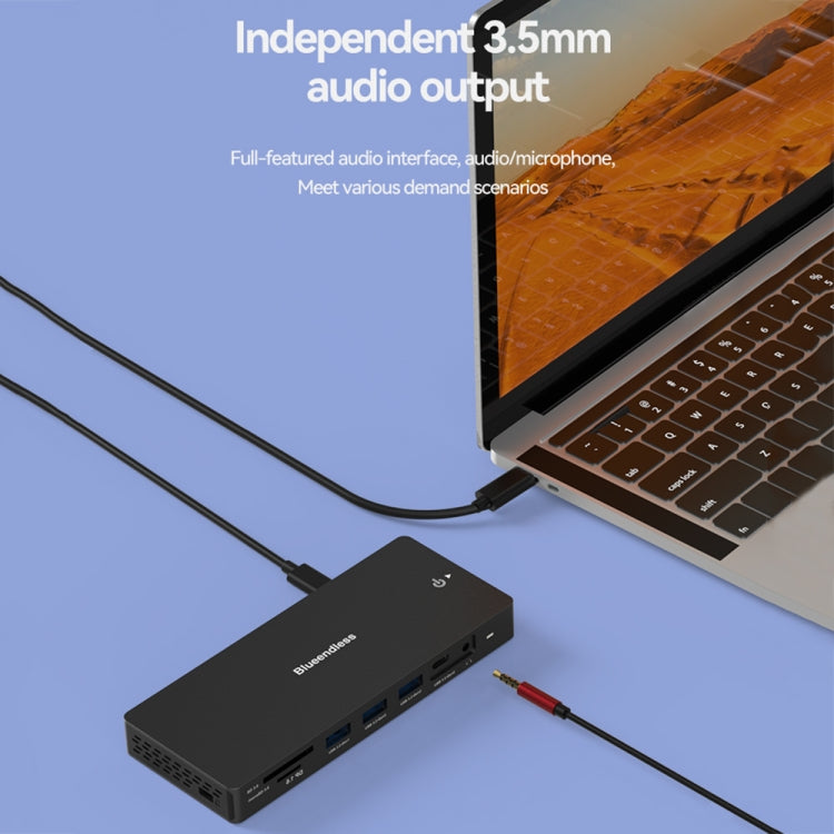 Blueendless 12-In-1 HD Multifunctional Docking Station 10Gbps Splitter With Switch, 12 in 1 Dual 8K HDMI+DP, 12 in 1 8K+4K HDMI x 2