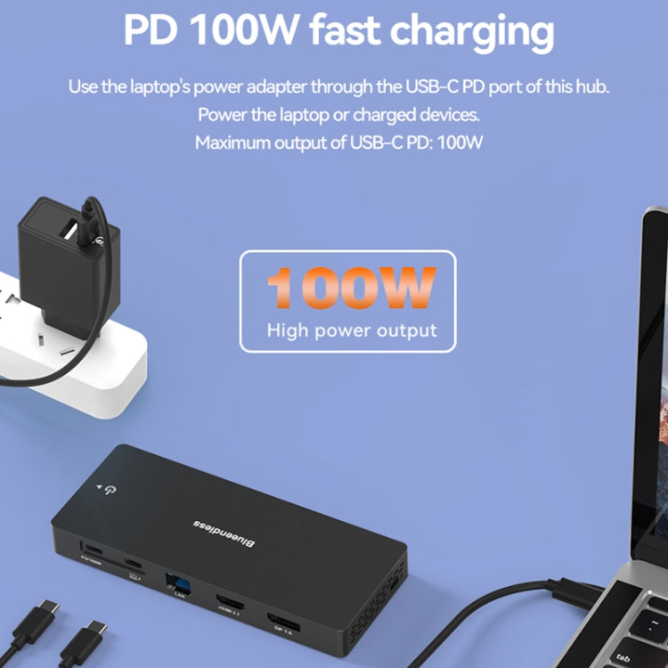Blueendless 12-In-1 HD Multifunctional Docking Station 10Gbps Splitter With Switch, 12 in 1 Dual 8K HDMI+DP, 12 in 1 8K+4K HDMI x 2