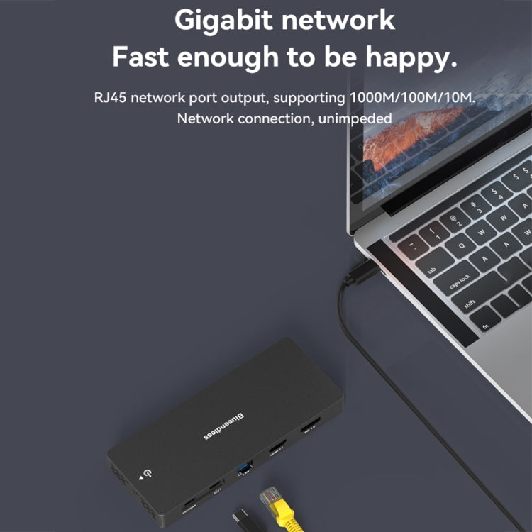 Blueendless 12-In-1 HD Multifunctional Docking Station 10Gbps Splitter With Switch, 12 in 1 Dual 8K HDMI+DP, 12 in 1 8K+4K HDMI x 2