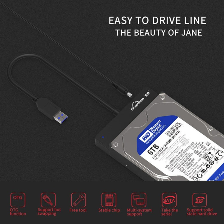 Blueendless US35 USB3.0 To SATA Adapter 2.5 / 3.5-Inch Hard Drive SSD Reader, USB3.0 AU Plug, Type-C 12V2A, Type-C EU Plug, Type-C US Plug, Type-C UK Plug, Type-C AU Plug, USB3.0 12V2A, USB3.0 EU Plug, USB3.0 US Plug, USB3.0 UK Plug