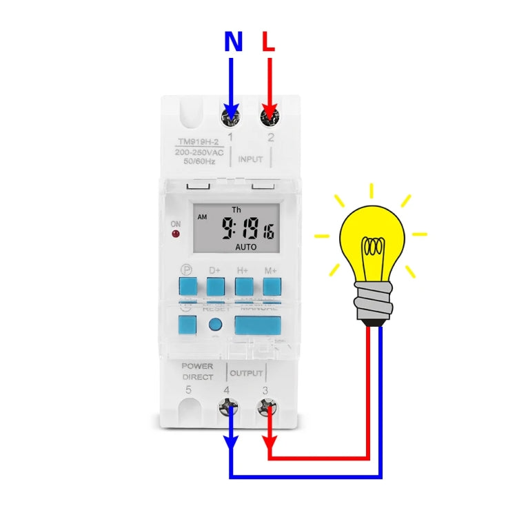 16A DIN Rail 4 Pins Voltage Output Digital Switch Timer Automatic Cycle Timing Controller, SINOTIMER TM919H-2 220V, SINOTIMER TM919H-3 24V, SINOTIMER TM919H-4 12V, SINOTIMER TM919HK 85-265V AC