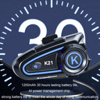 KUQIBAO Motorcycle Helmet Long-lasting Waterproof Bluetooth-compatible Headset with Light, K21