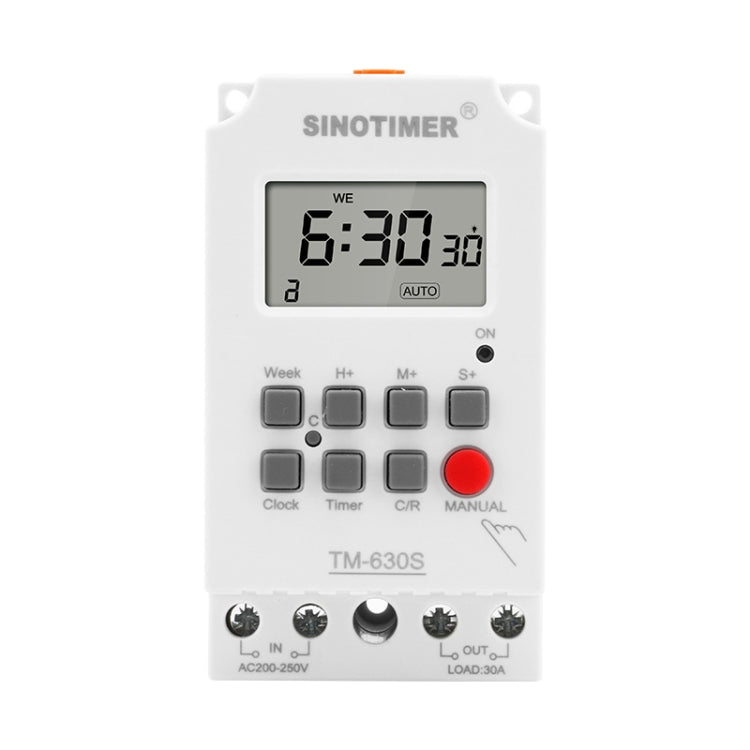 SINOTIMER TM630S-2 220V 30A Timer Switch 1 Second Interval Weekly Programmable Time Relay, 220V