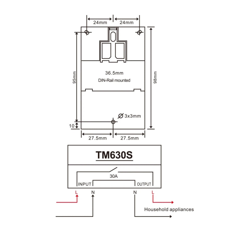 SINOTIMER TM630S-1 110V 30A Timer Switch 1 Second Interval Weekly Programmable Time Relay, 110V