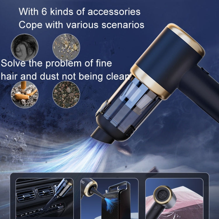 Car Vacuum Cleaner Vacuum Blower Dual Purpose Wireless Mini Vacuum Cleaner, Black Gold, White Silver
