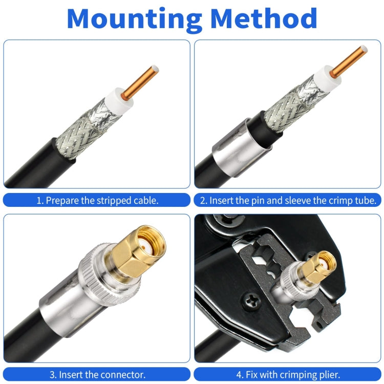 10pcs /Pack RP-SMA Male Crimp Solder Connector For LMR-400 / Belden-9913 / RG8 / RG213 Coaxial Cable, RP-SMA