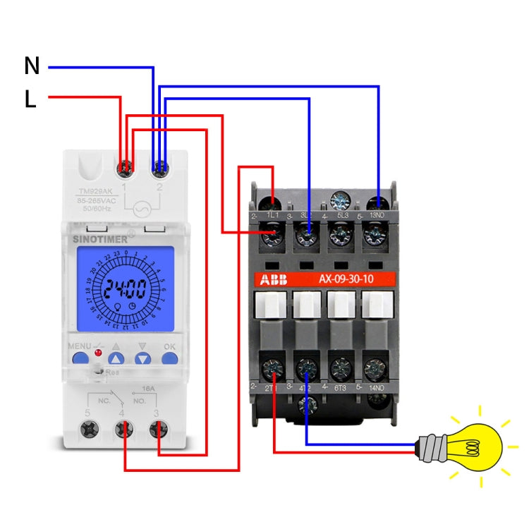 SINOTIMER  TM929AKL 85-265V 16A 24hrs Digital Analogue Din Module Time Switch With Backlight, 16A