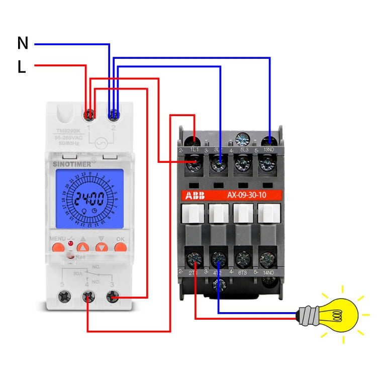 SINOTIMER  TM929BKL 85-265V 30A 24hrs Digital Analogue Din Module Time Switch With Backlight, 30A
