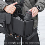 Cwatcun D115 Shoulder Crossbody Waterproof Leather Film DSLR Camera Bag, Black Small, Black Medium, Black Large