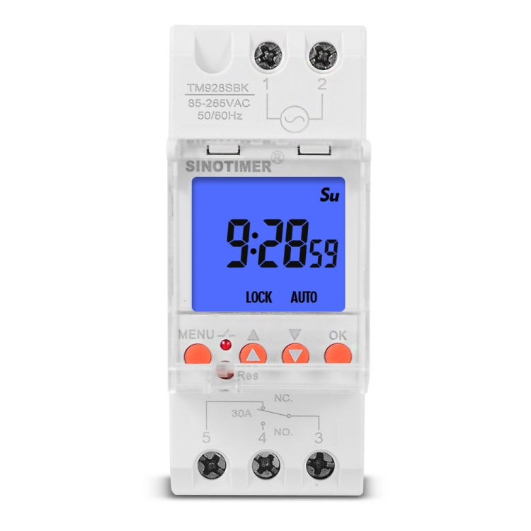 SINOTIMER TM928SBKL 85-265V 30A  1 Second to 168 Hours Programmable Electronic Time Switch, 30A